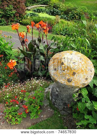 Garden Pond With Flowers