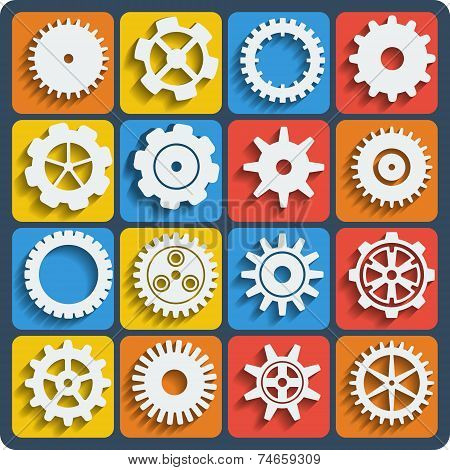 Gears Shapes Vector Set.
