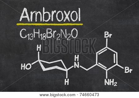 Blackboard with the chemical formula of Ambroxol