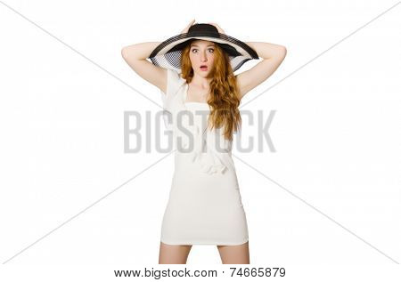 Emotional woman isolated on the white