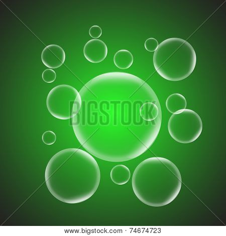 Abstract Background With Green Glossy Bubble