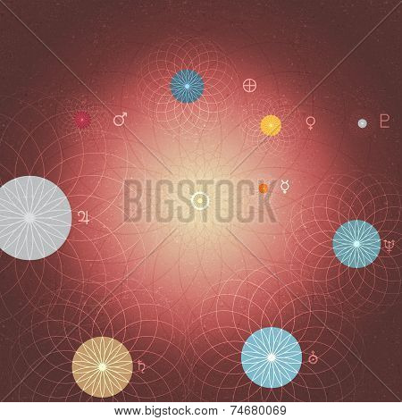 Abstract Solar System Planets and Sun - Vector Illustration