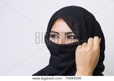 Beautiful girl wearing burqa closeup