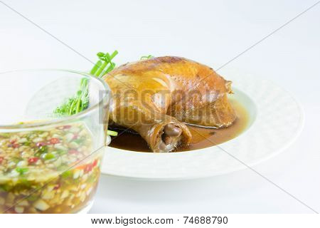 Boiled Chicken With Fish Sauce And Spring Onion