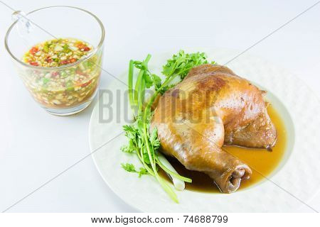 Boiled Chicken With Fish Sauce And Spring Onion