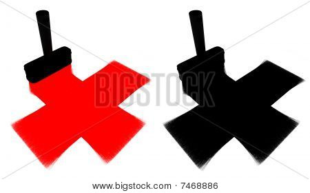 grafische weergave van de borstel schilderkunst cross