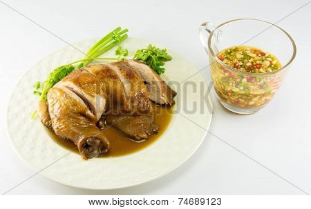 Boiled Chicken With Fish Sauce And Spring Onion