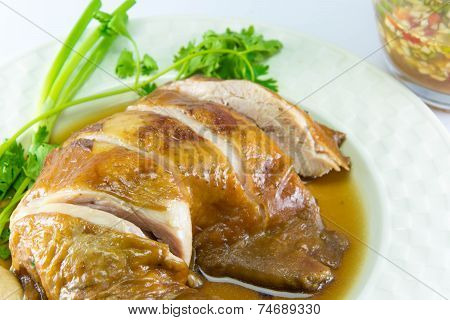 Boiled Chicken With Fish Sauce And Spring Onion