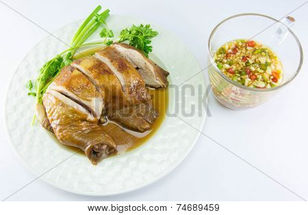 Boiled Chicken With Fish Sauce And Spring Onion
