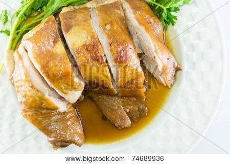 Boiled Chicken With Fish Sauce And Spring Onion