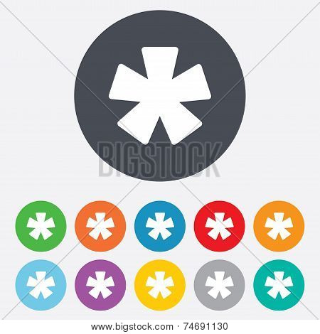 Asterisk footnote sign icon. Star symbol.