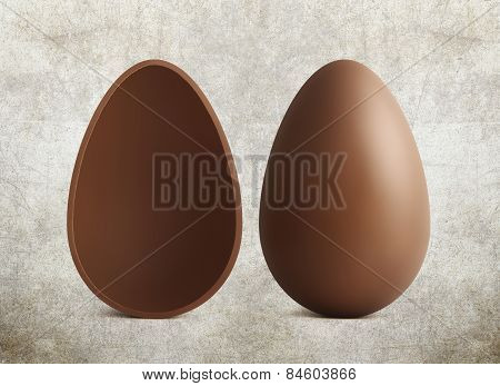 chocolate Easter eggs on brown background