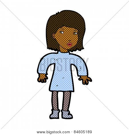 retro comic book style cartoon cautious woman