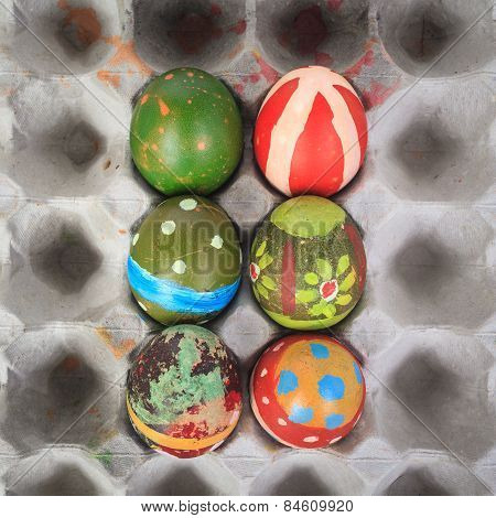 Painted Easter Eggs For Festival Event On Crate