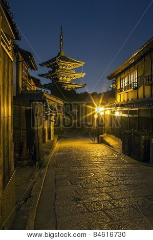 A traditional back street in Kyoto, Japan.