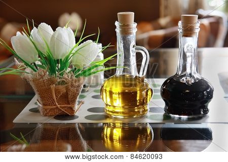 Free Table In The Cafe. Oil and Vinegar.