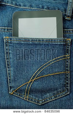 Tablet PC in the pocket of jeans