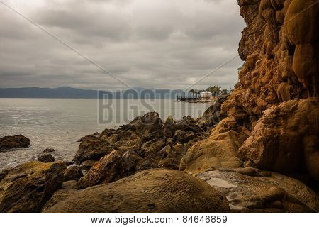 Rock Formations On The Beach  In Loutra Edipsou, Evia, Greece
