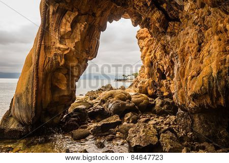 Rock Formations On The Beach  In Loutra Edipsou, Evia, Greece