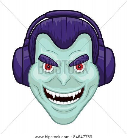 Vampire with headphones