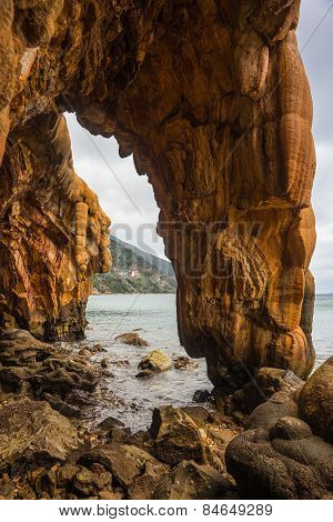 Rock Formations On The Beach  In Loutra Edipsou, Evia, Greece