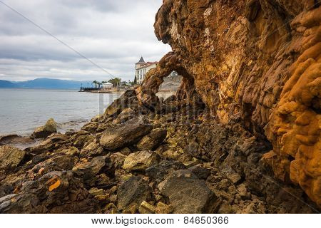 Rock Formations On The Beach  In Loutra Edipsou, Evia, Greece