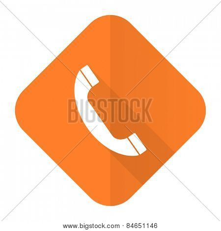 phone orange flat icon telephone sign 