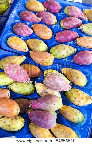 prickly pears cactus fruit, market in Forcalquier, Provence, France