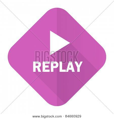 replay pink flat icon  
