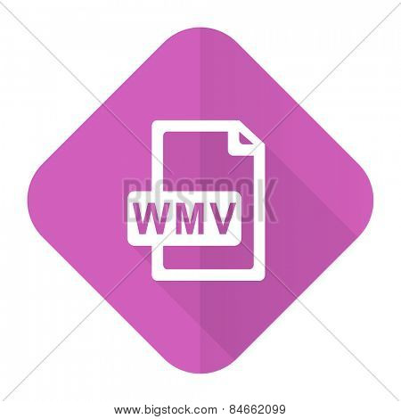 wmv file pink flat icon  