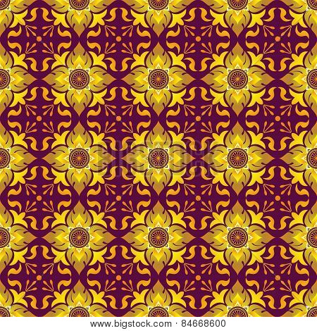 Thai Pattern With Flowers Elements