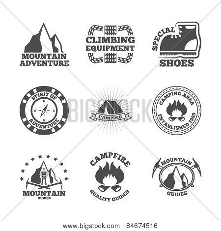Mountine climber labels set