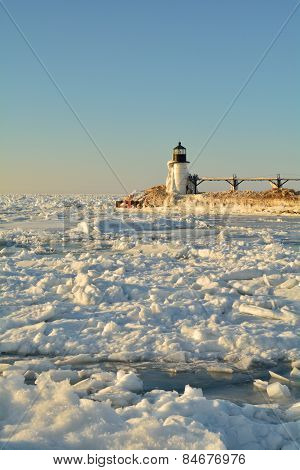 Lighthouse Surrounded by Ice