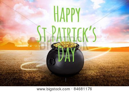 Happy st patricks day against field with light wave