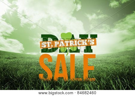 patricks day sale ad against green field under blue sky