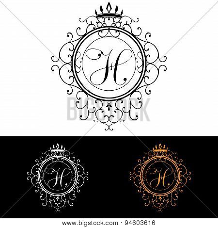 Letter H. Luxury Logo Template Flourishes Calligraphic Elegant Ornament Lines. Business Sign, Identi