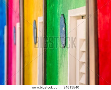 Colorful Abstract Background With Dressing Cabins At The Beach - Rimini Italy