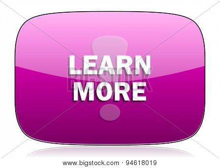 learn more violet icon  original modern design for web and mobile app on white background with reflection 