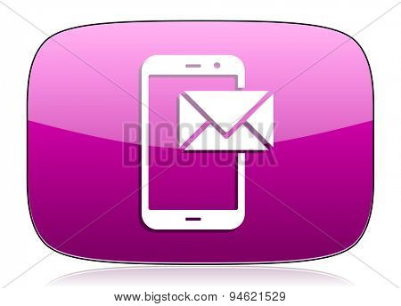 mail violet icon post sign original modern design for web and mobile app on white background with reflection 