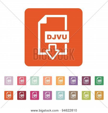 The Djvu Icon. File Format Symbol. Flat