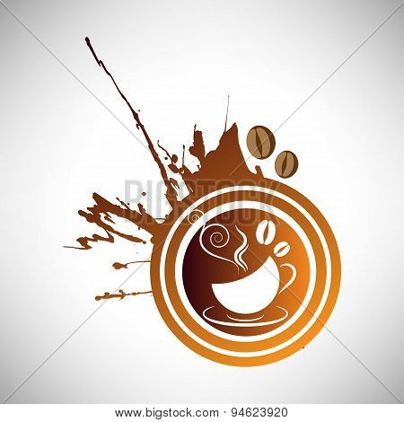 Vector illustration grunge coffee, cup and grain logotype