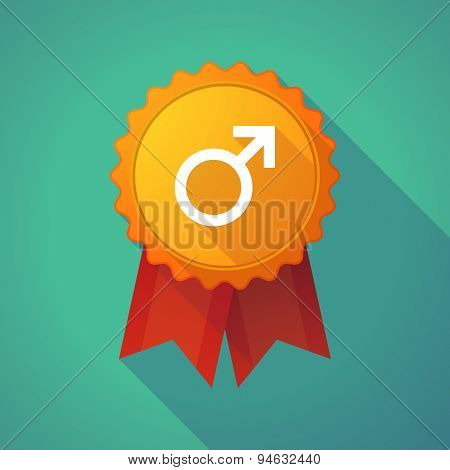 Long Shadow Badge With A Male Sign
