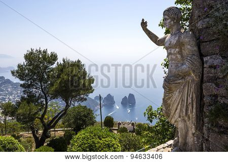 Panorama Of Capri Island From Monte Solaro, In Anacapri
