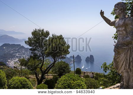 Panorama Of Capri Island From Monte Solaro, In Anacapri