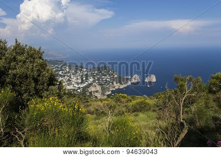 Panorama Of Capri Island From Monte Solaro, In Anacapri
