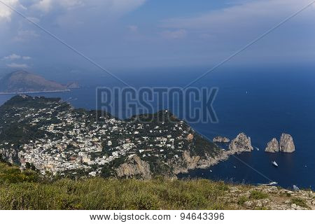 Panorama Of Capri Island From Monte Solaro, In Anacapri