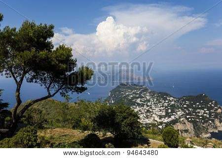 Panorama Of Capri Island From Monte Solaro, In Anacapri
