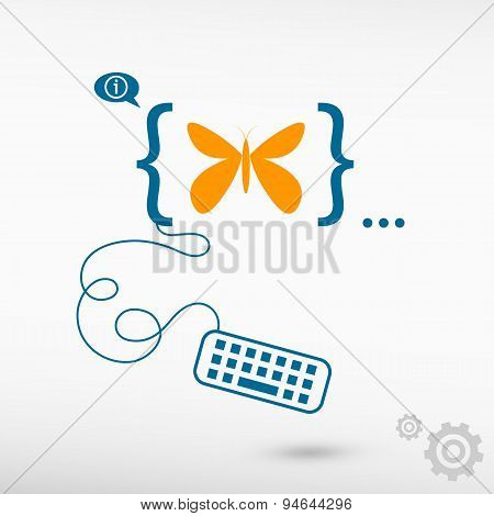 Butterfly And Flat Design Elements