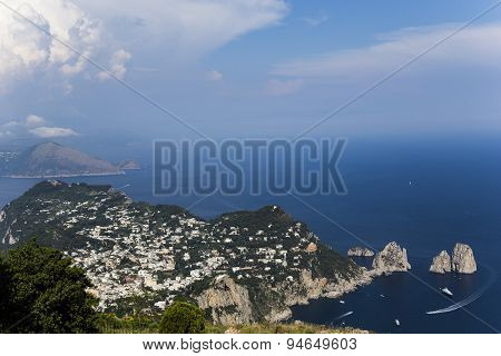 Panorama Of Capri Island From Monte Solaro, In Anacapri