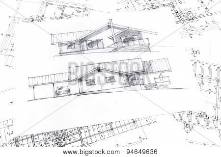 Sketch With Technical Project Drawings